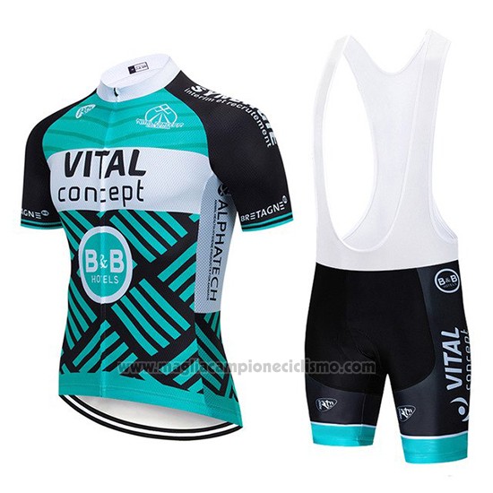 2019 Abbigliamento Ciclismo Vital Concept Blu Bianco Nero Manica Corta e Salopette